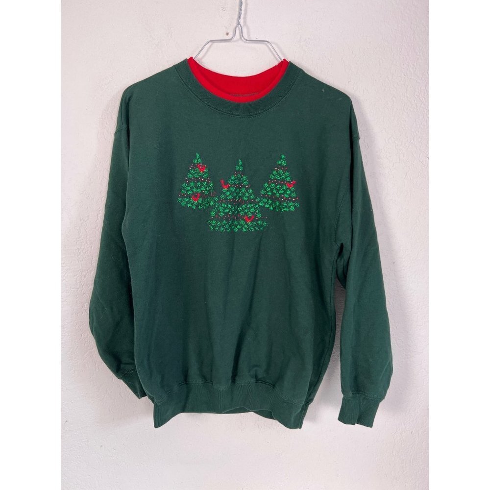 M & C Sportswear Christmas Crewneck Sweatshirt Vintage S Cardinals & Trees